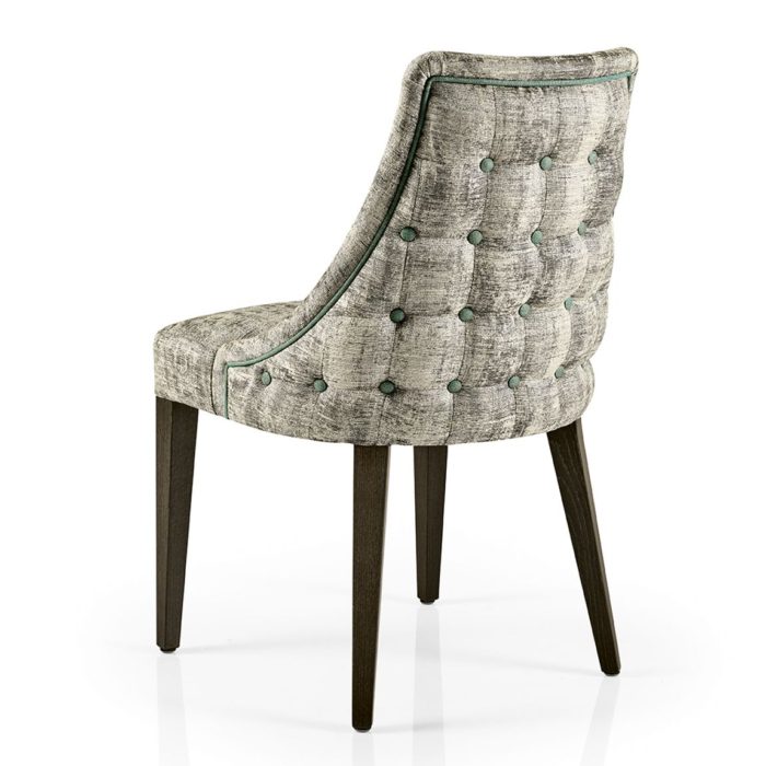 back view of hanna dining chair with buttoned outer back