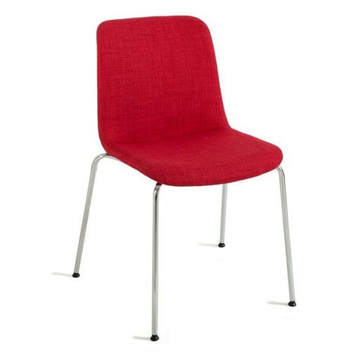 View of Cool chair showing metal legs and upholstered shell
