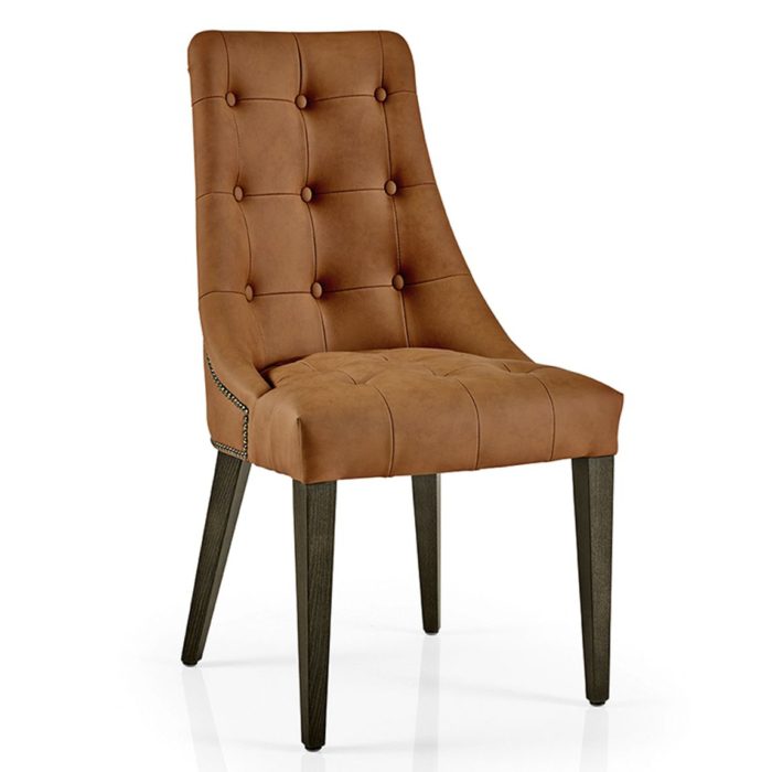 high back hanna chair with buttoned inner back and studding detail