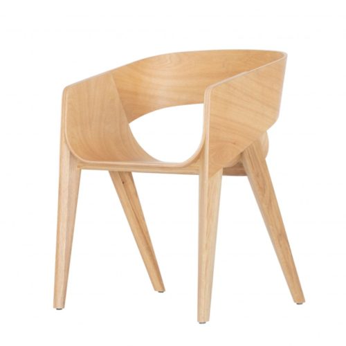 alternative view of the Slim armchair in a light wood finish