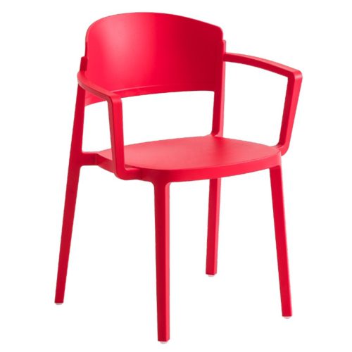 front view of the abuela armchair in a red finish