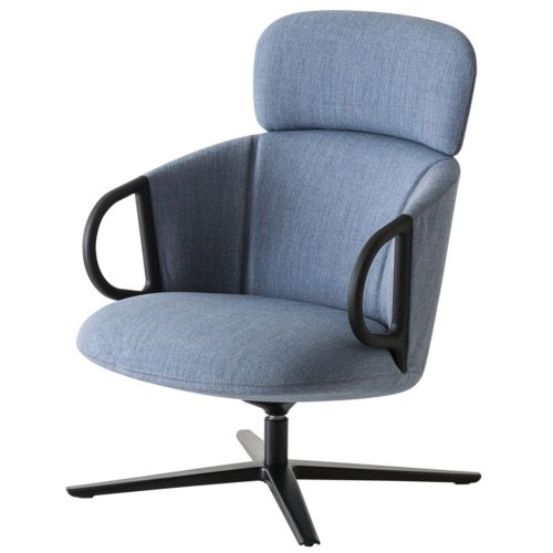 front view of highback swivel lounge armchair
