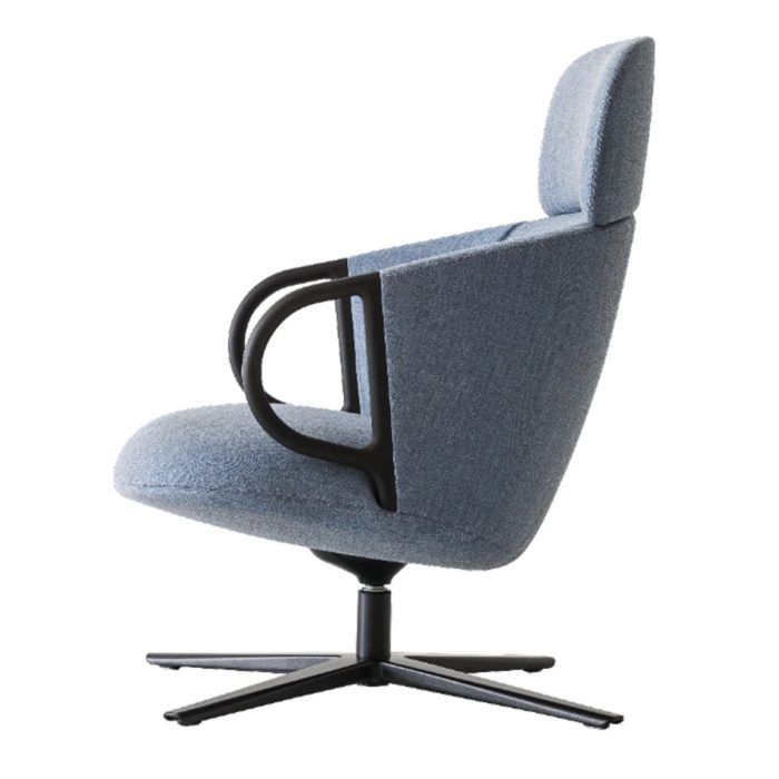 side view of swivel lounge armchair